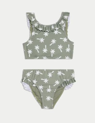 

Girls M&S Collection Palm Print Bikini (6-16 Yrs) - Green Mix, Green Mix