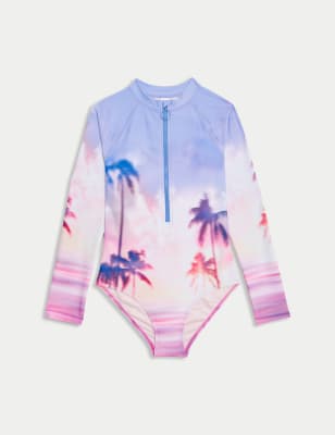 

Girls M&S Collection Sunset Print Long Sleeve Swimsuit (6-16 Yrs) - Blue Mix, Blue Mix