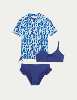 

Girls M&S Collection 3pc Animal Print Swim Set (6-16 Yrs) - Blue Mix, Blue Mix