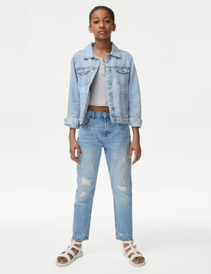 

Girls M&S Collection Mom Fit Light Denim Ripped Jeans (6-16 Yrs), Denim