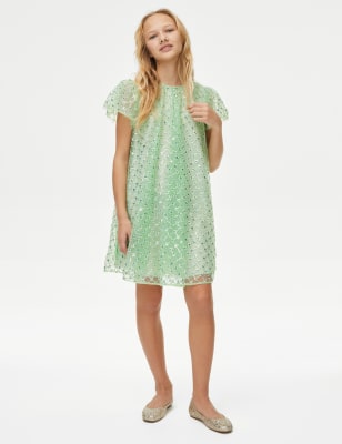 

Girls M&S Collection Patterned Sequin Dress (7-16 Yrs) - Light Turquoise, Light Turquoise