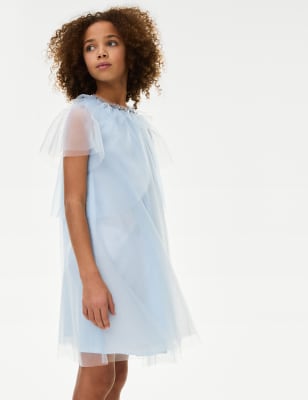 

M&S Collection Conjunto de 2 piezas de vestido con lentejuelas y capa (7-16 años) - Pearl Grey, Pearl Grey
