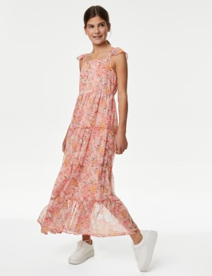 

Girls M&S Collection Floral Tiered Maxi Dress (6-16 Yrs) - Blush, Blush