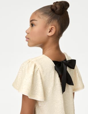 

Girls M&S Collection Sequin Bow Dress (2-16 Yrs) - Neutral, Neutral