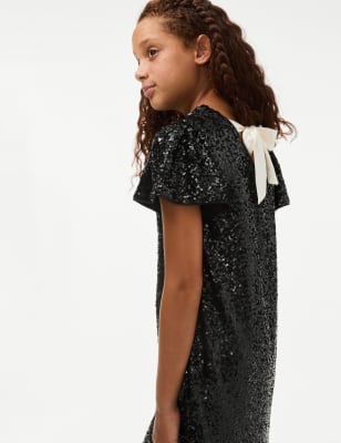 

Girls M&S Collection Sequin Bow Dress (2-16 Yrs) - Black, Black