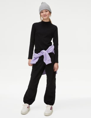 

Girls,Unisex,Boys M&S Collection Pure Cotton Parachute Trousers (6-16 Yrs) - Black, Black