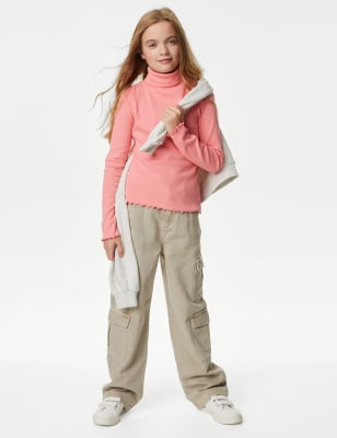 

Girls M&S Collection Straight Denim Cargo Jeans (6-16 Yrs) - Stone, Stone