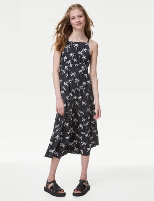 

Girls M&S Collection Palm Print Tiered Dress (6-16 Yrs) - Charcoal, Charcoal
