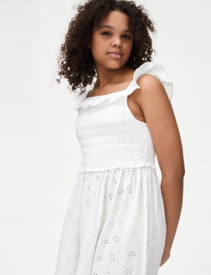 

M&S Collection Vestido 100% algodón con bordado (6-16 años) - Ivory, Ivory