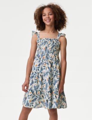 

Girls M&S Collection Pure Cotton Mini Me Printed Dress (6-16 Yrs) - Blue Mix, Blue Mix