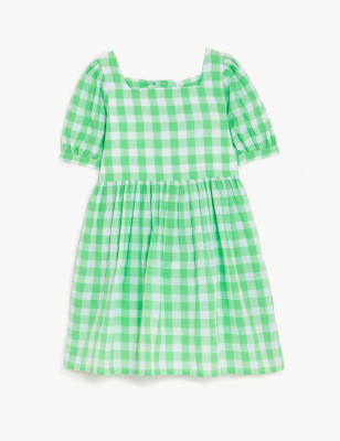 Buy Pure Cotton Checked Dress at Marks & Spencer