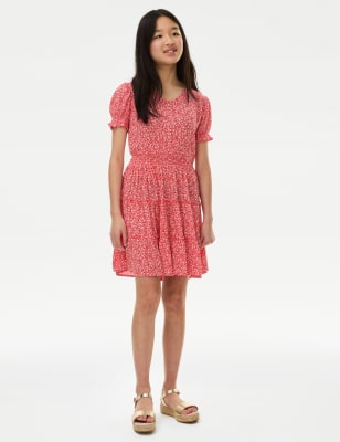 

Girls M&S Collection Heart Tiered Dress (6-16 Yrs) - Red Mix, Red Mix