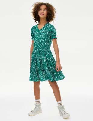 

M&S Collection Vestido en capas con estampado de corazones (6-16 años) - Green Mix, Green Mix