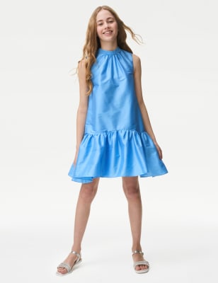 

M&S Collection Kleid mit Schleife aus Organzastoff (7-16 J.) - Blue, Blue