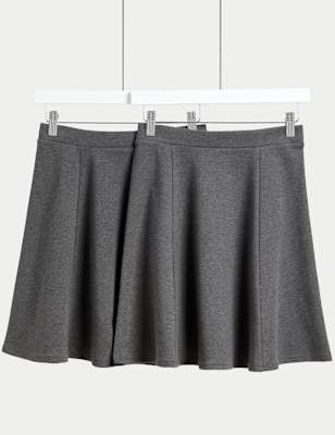 

Girls M&S Collection 2pk Girls' Jersey Skater School Skirts (2-18 Yrs), Grey