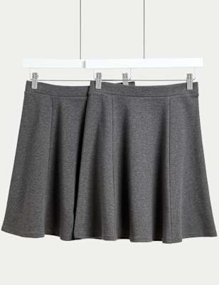 

Girls M&S Collection 2pk Girls' Jersey Skater School Skirts (2-18 Yrs) - Grey, Grey