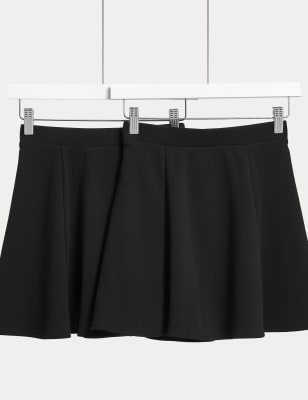 

Girls M&S Collection 2pk Girls' Jersey Skater School Skirts (2-18 Yrs) - Black, Black