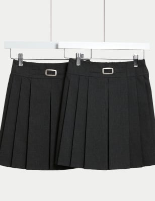 

Girls M&S Collection 2pk Girls' Permanent Pleats School Skirts (2-18 Yrs) - Grey, Grey
