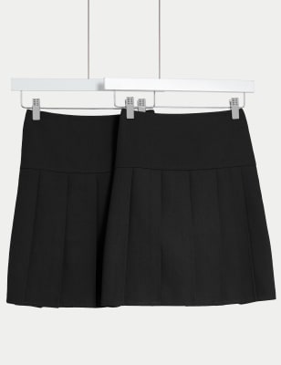 

Girls M&S Collection 2pk Girls' Pleated School Skirts (2-18 Yrs) - Black, Black