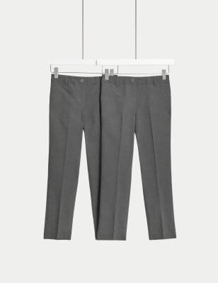 

Girls M&S Collection 2pk Girls' Easy Dressing School Trousers (3-18 Yrs) - Grey, Grey