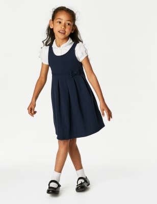 

M&S Collection Schulschürzenkleid aus Jersey mit Schleife für Mädchen (2-12 J.) - Navy Mix, Navy Mix