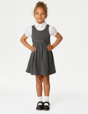 

M&S Collection 2er-Pack Jersey-Schulschürzenkleider für Mädchen (2-12 Jahre) - Grey, Grey