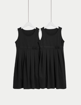 

M&S Collection 2er-Pack Jersey-Schulschürzenkleider für Mädchen (2-12 Jahre) - Black, Black