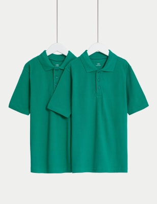 

Unisex,Boys,Girls M&S Collection 2pk Unisex Pure Cotton School Polo Shirts (2-18 Yrs) - Jade, Jade