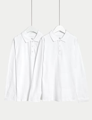 

Unisex,Boys,Girls M&S Collection 2pk Unisex Pure Cotton Polo Shirts (2-18 Yrs) - White, White