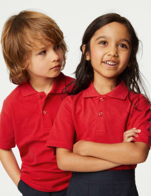 

M&S Collection 3er-Pack fleckenabweisende Unisex-Poloshirts für die Schule (2-18 J.) - Red, Red