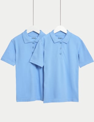 

Girls M&S Collection 2pk Girls' Stain Resist School Polo Shirts (2-16 Yrs) - Blue, Blue