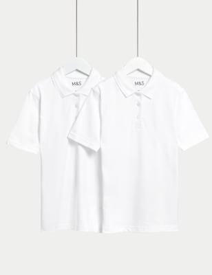 

Girls M&S Collection 2pk Girls' Stain Resist School Polo Shirts (2-16 Yrs) - White, White