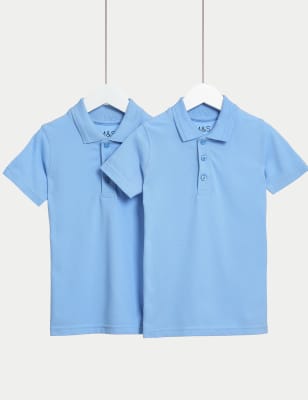 

Boys M&S Collection 2pk Boys' Slim Stain Resist School Polo Shirts (2-16 Yrs) - Blue, Blue