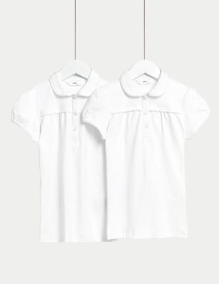 

Girls M&S Collection 2pk Girls' Jersey School Polo Shirts (2-18 Yrs) - White, White