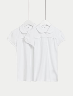 

Girls M&S Collection 2pk Girls' Jersey School Polo Shirts (2-18 Yrs) - White, White