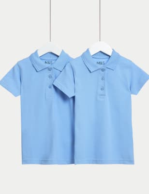 

Girls M&S Collection 2pk Girls' Slim Stain Resist School Polo Shirts (2-16 Yrs) - Blue, Blue