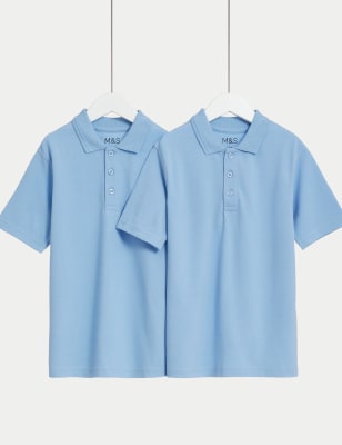 

Unisex,Boys,Girls M&S Collection 2pk Unisex Stain Resist School Polo Shirts (2-18 Yrs), Blue