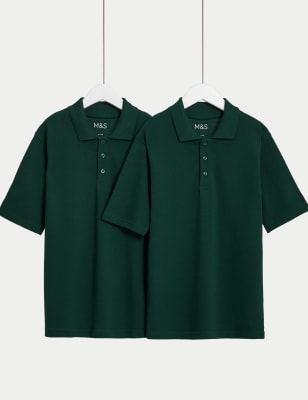 

Unisex,Boys,Girls M&S Collection 2pk Unisex Stain Resist School Polo Shirts (2-18 Yrs) - Bottle Green, Bottle Green
