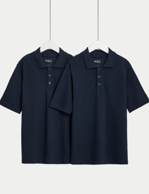 

Unisex,Boys,Girls M&S Collection 2pk Unisex Stain Resist School Polo Shirts (2-18 Yrs) - Navy, Navy