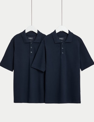 

M&S Collection 2er-Pack fleckenabweisende Unisex-Poloshirts für die Schule (2-18 J.) - Navy, Navy