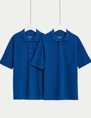 

Unisex,Boys,Girls M&S Collection 2pk Unisex Stain Resist School Polo Shirts (2-18 Yrs) - Royal Blue, Royal Blue