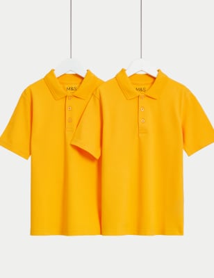 

Unisex,Boys,Girls M&S Collection 2pk Unisex Stain Resist School Polo Shirts (2-18 Yrs) - Gold, Gold