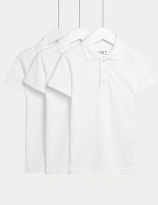 

Unisex,Boys,Girls M&S Collection 3pk Unisex Stain Resist Slim Fit School Polo Shirts (2-18 Yrs), White