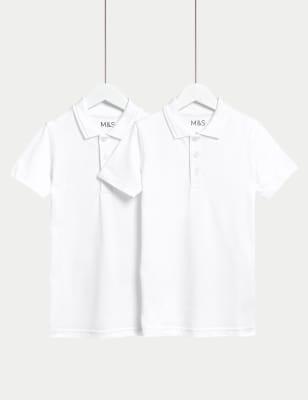 

Unisex,Boys,Girls M&S Collection 2pk Unisex Easy Dressing School Polo Shirts (3-18 Yrs) - White, White