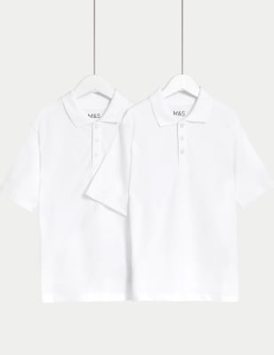 

Unisex,Boys,Girls M&S Collection 2pk Unisex Easy Dressing School Polo Shirts (3-18 Yrs) - White, White