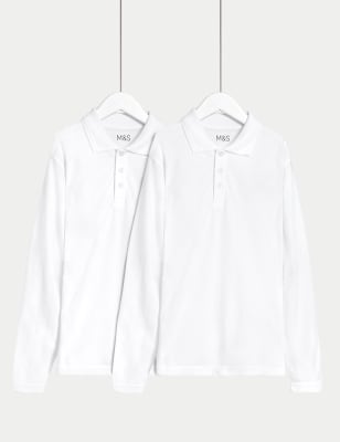 

Unisex,Boys,Girls M&S Collection 2pk Unisex Pure Cotton Stain Resist School Polo Shirts (2-18 Yrs) - White, White