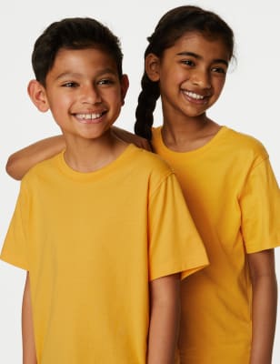 

M&S Collection Unisex-T-Shirt für die Schule aus reiner Baumwolle (2-16 Jahre) - Gold, Gold