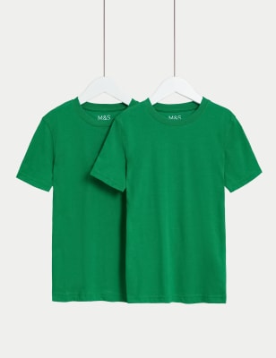 

Unisex,Boys,Girls M&S Collection 2pk Unisex Pure Cotton School T-Shirts (2-16 Yrs) - Emerald, Emerald