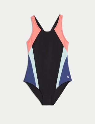 

Girls Goodmove Colourblock Swimsuit (6-16 Yrs) - Black Mix, Black Mix