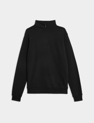 

M&S Collection Sudadera para chicos y chicas con cuello con cremallera (10-16 años) - Black, Black